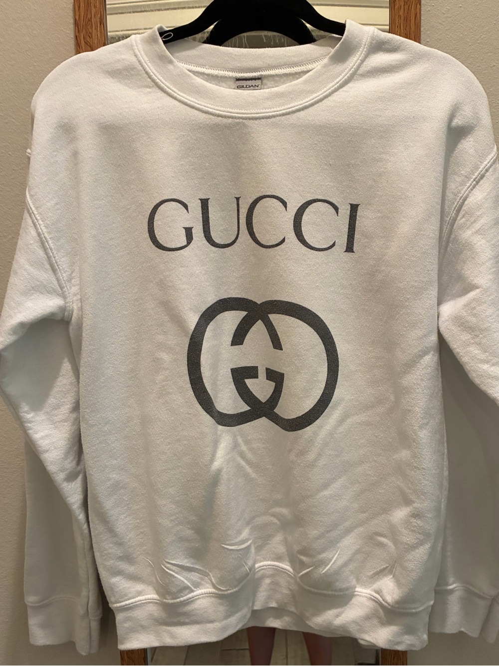 White interlocking GG designer inspired sweatshirt. Women’s small
